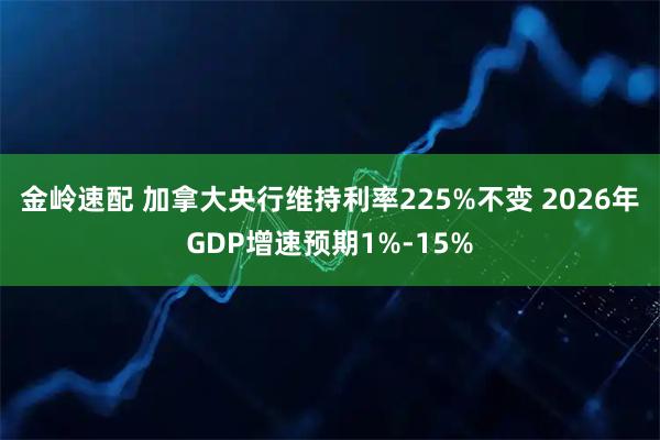 金岭速配 加拿大央行维持利率225%不变 2026年GDP增速预期1%-15%